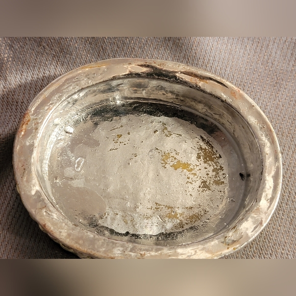 Vintage Easter Bunny Mama & Baby Trinket Box Silver Plated w/Daisies - Picture 9 of 11